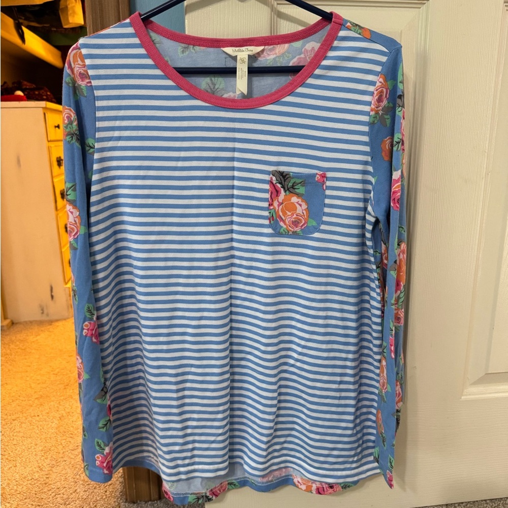 Matilda Jane Blue Striped Floral Long Sleeve Top